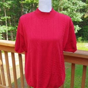 Short sleeved mock neck light sweater